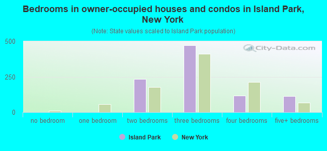 Bedrooms in owner-occupied houses and condos in Island Park, New York