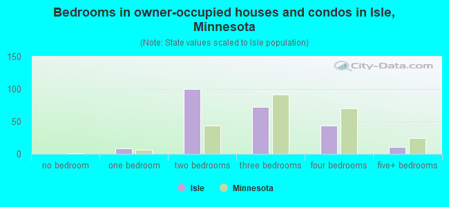 Bedrooms in owner-occupied houses and condos in Isle, Minnesota