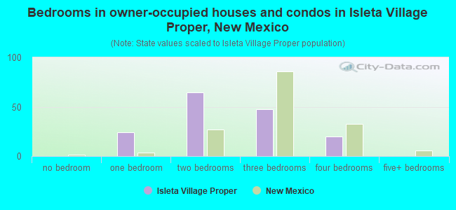 Bedrooms in owner-occupied houses and condos in Isleta Village Proper, New Mexico