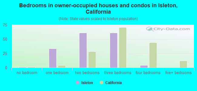 Bedrooms in owner-occupied houses and condos in Isleton, California