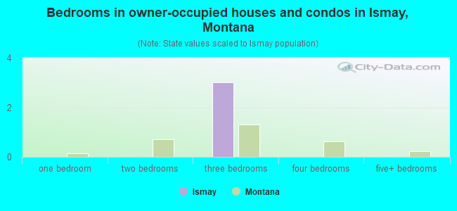 Bedrooms in owner-occupied houses and condos in Ismay, Montana