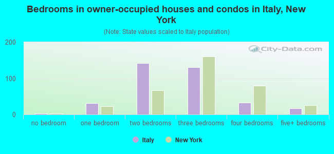 Bedrooms in owner-occupied houses and condos in Italy, New York