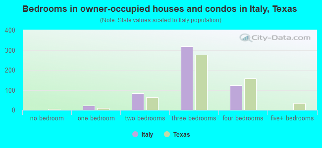 Bedrooms in owner-occupied houses and condos in Italy, Texas