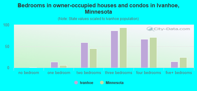 Bedrooms in owner-occupied houses and condos in Ivanhoe, Minnesota