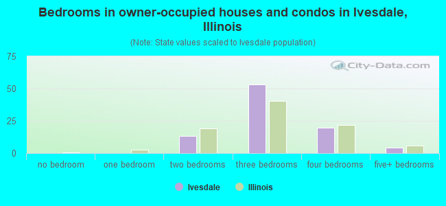 Bedrooms in owner-occupied houses and condos in Ivesdale, Illinois