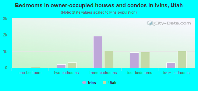 Bedrooms in owner-occupied houses and condos in Ivins, Utah