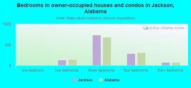 Bedrooms in owner-occupied houses and condos in Jackson, Alabama