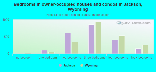 Bedrooms in owner-occupied houses and condos in Jackson, Wyoming