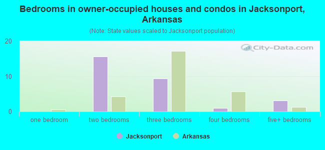 Bedrooms in owner-occupied houses and condos in Jacksonport, Arkansas
