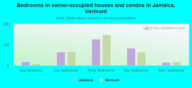 Bedrooms in owner-occupied houses and condos in Jamaica, Vermont