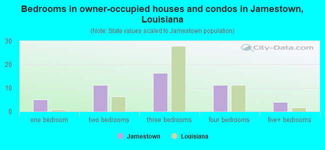 Bedrooms in owner-occupied houses and condos in Jamestown, Louisiana
