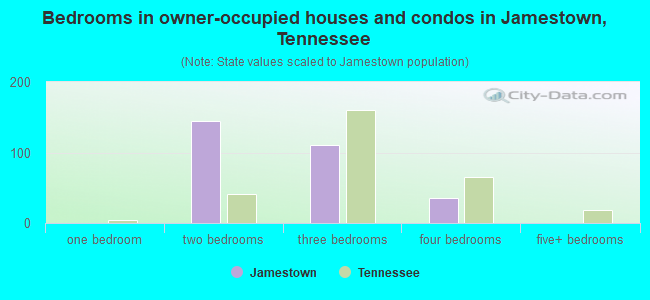 Bedrooms in owner-occupied houses and condos in Jamestown, Tennessee