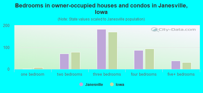 Bedrooms in owner-occupied houses and condos in Janesville, Iowa