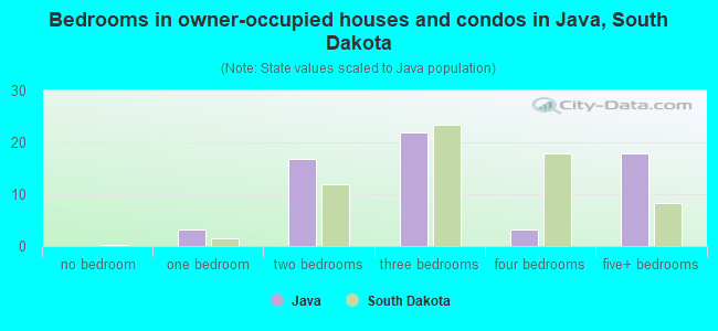 Bedrooms in owner-occupied houses and condos in Java, South Dakota