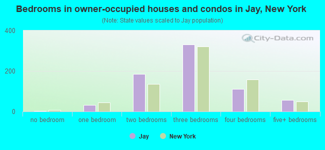 Bedrooms in owner-occupied houses and condos in Jay, New York
