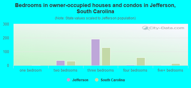 Bedrooms in owner-occupied houses and condos in Jefferson, South Carolina