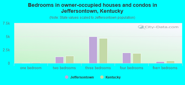 Bedrooms in owner-occupied houses and condos in Jeffersontown, Kentucky