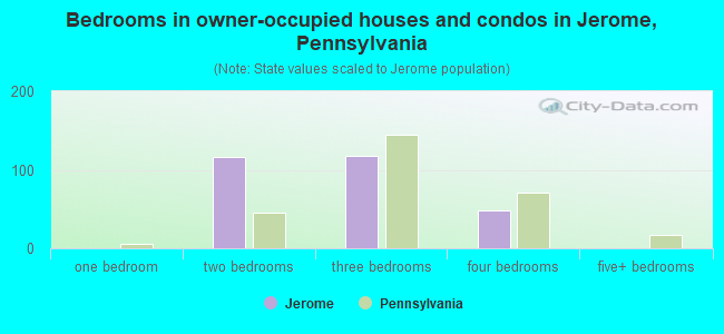 Bedrooms in owner-occupied houses and condos in Jerome, Pennsylvania