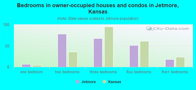 Bedrooms in owner-occupied houses and condos in Jetmore, Kansas