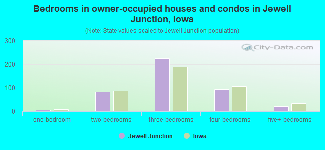 Bedrooms in owner-occupied houses and condos in Jewell Junction, Iowa