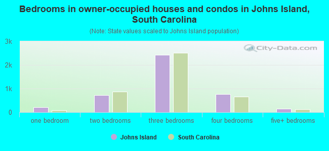 Bedrooms in owner-occupied houses and condos in Johns Island, South Carolina