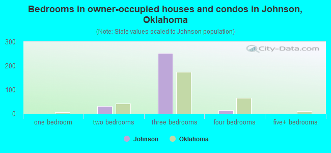 Bedrooms in owner-occupied houses and condos in Johnson, Oklahoma