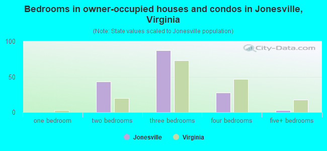 Bedrooms in owner-occupied houses and condos in Jonesville, Virginia