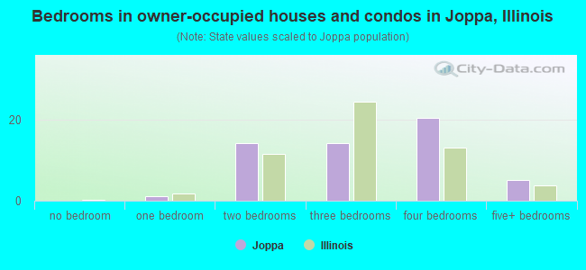 Bedrooms in owner-occupied houses and condos in Joppa, Illinois