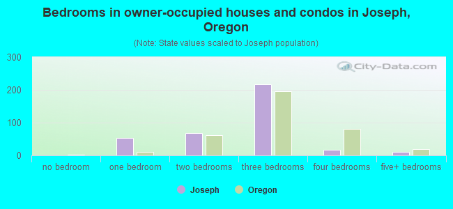 Bedrooms in owner-occupied houses and condos in Joseph, Oregon