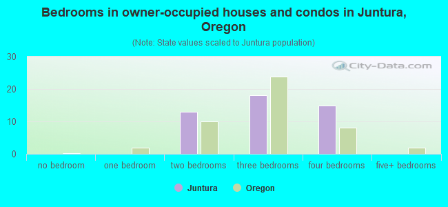 Bedrooms in owner-occupied houses and condos in Juntura, Oregon