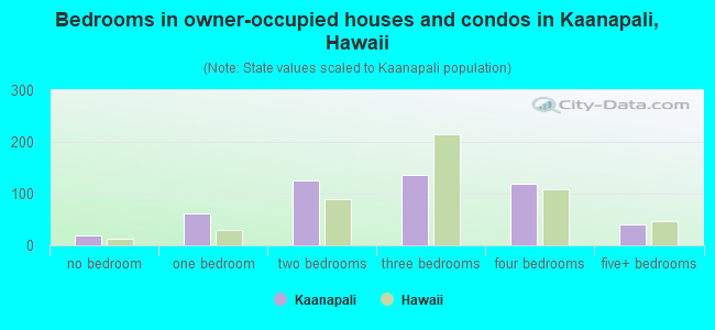 Bedrooms in owner-occupied houses and condos in Kaanapali, Hawaii