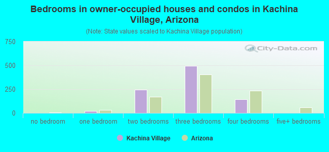 Bedrooms in owner-occupied houses and condos in Kachina Village, Arizona