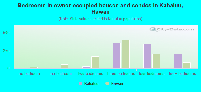 Bedrooms in owner-occupied houses and condos in Kahaluu, Hawaii
