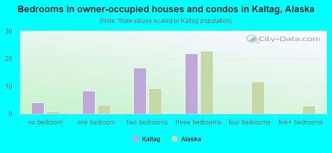 Bedrooms in owner-occupied houses and condos in Kaltag, Alaska