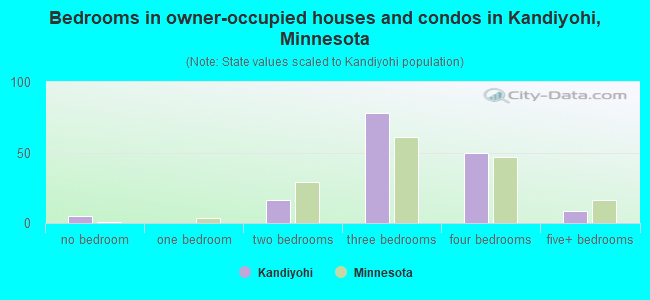 Bedrooms in owner-occupied houses and condos in Kandiyohi, Minnesota