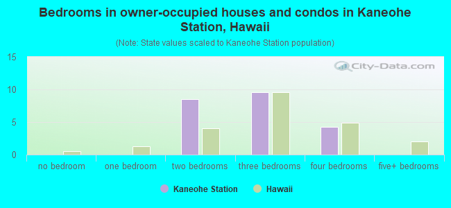 Bedrooms in owner-occupied houses and condos in Kaneohe Station, Hawaii