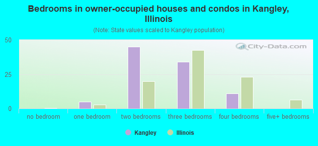 Bedrooms in owner-occupied houses and condos in Kangley, Illinois