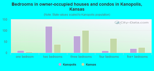 Bedrooms in owner-occupied houses and condos in Kanopolis, Kansas