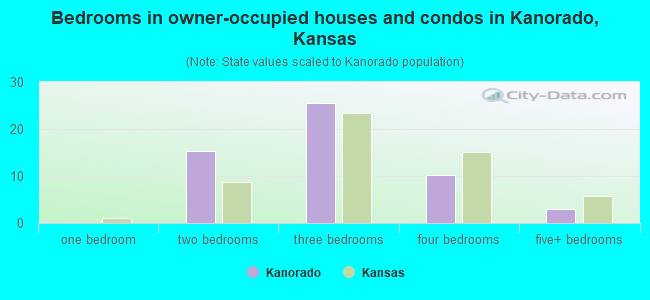 Bedrooms in owner-occupied houses and condos in Kanorado, Kansas