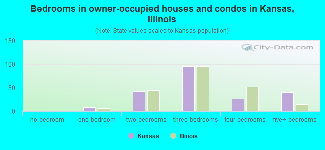 Bedrooms in owner-occupied houses and condos in Kansas, Illinois