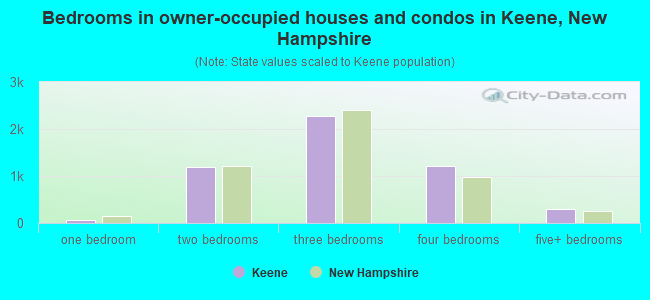 Bedrooms in owner-occupied houses and condos in Keene, New Hampshire