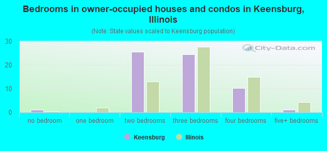 Bedrooms in owner-occupied houses and condos in Keensburg, Illinois