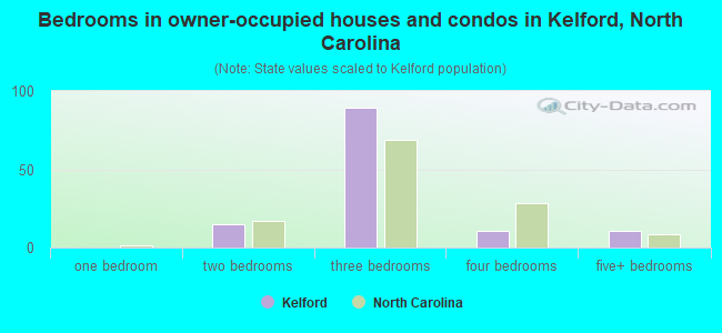 Bedrooms in owner-occupied houses and condos in Kelford, North Carolina