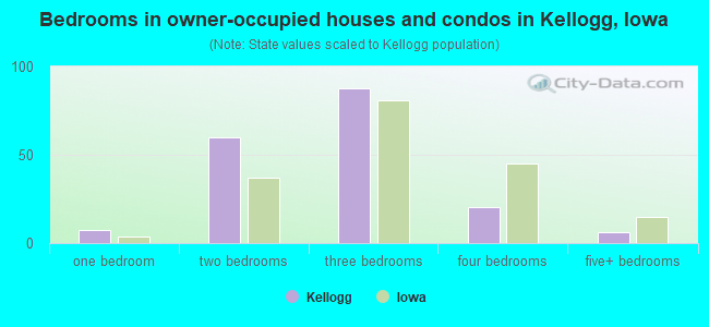 Bedrooms in owner-occupied houses and condos in Kellogg, Iowa