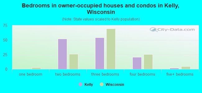 Bedrooms in owner-occupied houses and condos in Kelly, Wisconsin