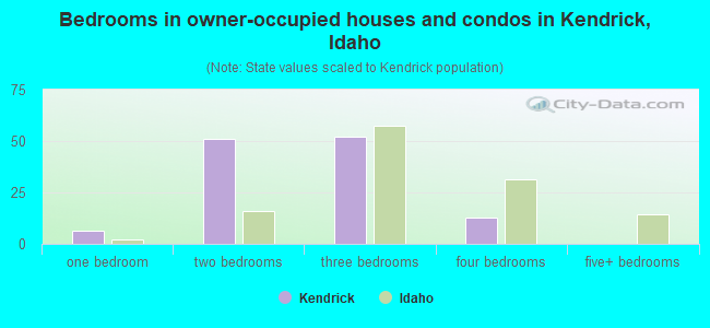 Bedrooms in owner-occupied houses and condos in Kendrick, Idaho