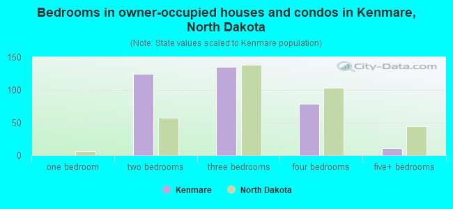 Bedrooms in owner-occupied houses and condos in Kenmare, North Dakota