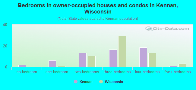 Bedrooms in owner-occupied houses and condos in Kennan, Wisconsin