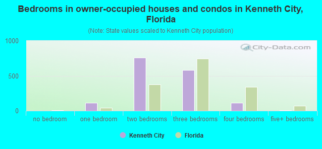 Bedrooms in owner-occupied houses and condos in Kenneth City, Florida