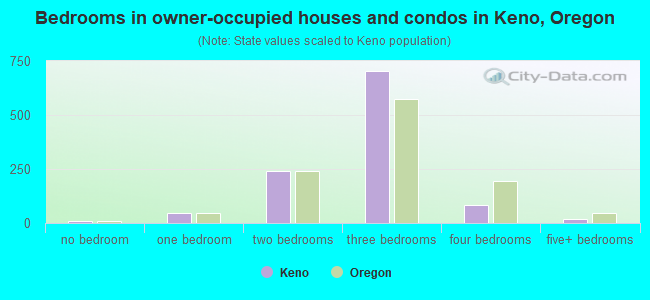 Bedrooms in owner-occupied houses and condos in Keno, Oregon